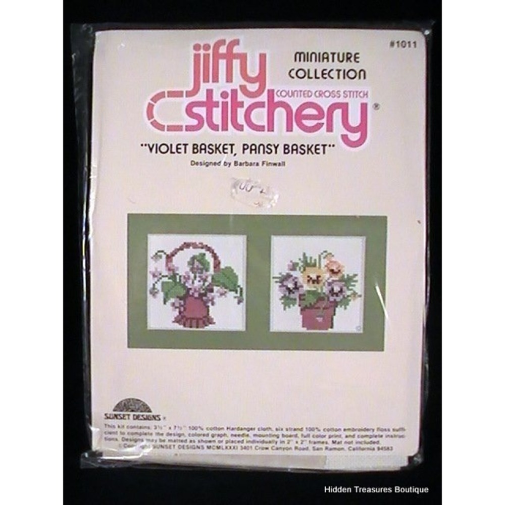 "Violet/Pansy Basket" Cross Stitch‎ Kit by Sunset Designs